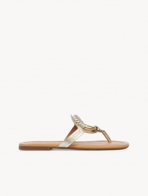 Buty Płaskie Chloe Hana Flip-flop Srebrne | CHE-SR14829