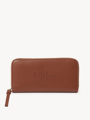 Duże Portfele Chloe Sense Zippered Brązowe | CHE-SR14299