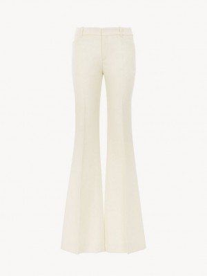 Garnitur Chloe High-waisted Flare Białe | CHE-SR14038