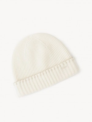 Kapelusz Chloe Żebrowany Knit Beanie Białe | CHE-SR14473