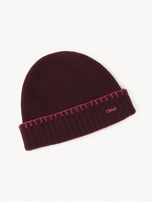 Kapelusz Chloe Żebrowany Knit Beanie Fioletowe Różowe | CHE-SR14472