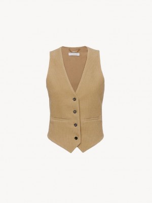 Kurtki Chloe Klasyczne Vest Beżowe | CHE-SR13806