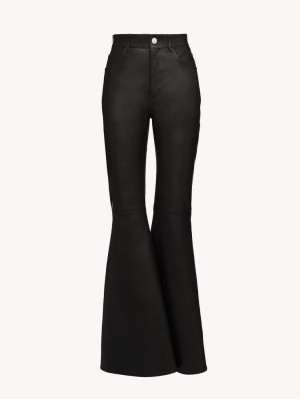 Leather Chloe Flared Pants Czarne | CHE-SR14114