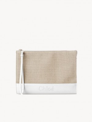 Pouches Chloe Sense Zippered Białe | CHE-SR14327