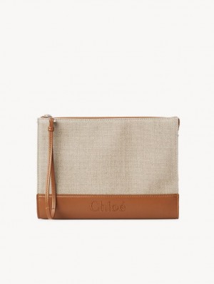 Pouches Chloe Sense Zippered Brązowe | CHE-SR14329