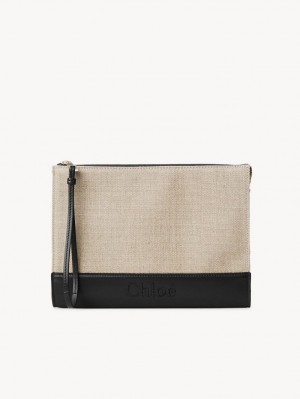 Pouches Chloe Sense Zippered Czarne | CHE-SR14328