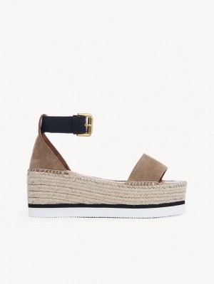 Sandały Chloe Glyn Espadryle Khaki | CHE-SR14814