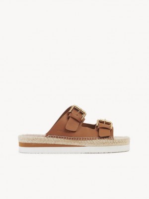 Sandały Chloe Glyn Platformie Espadryle Brązowe | CHE-SR14832