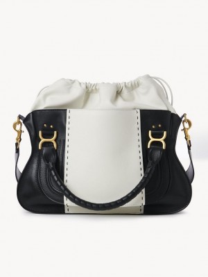 Torba Crossbody Chloe Marcie Large Double Carry Czarne Białe | CHE-SR13469