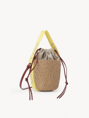 Torba Crossbody Chloe Small Woody Basket Żółte Beżowe | CHE-SR13565