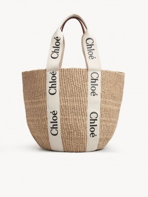 Torby Tote Chloe Large Woody Basket Białe | CHE-SR13332