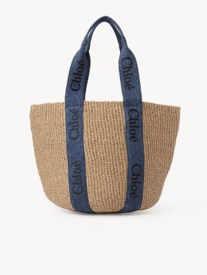 Torby Tote Chloe Large Woody Basket Niebieskie | CHE-SR13331