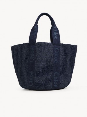 Torby Tote Chloe Large Woody Basket Niebieskie | CHE-SR13289