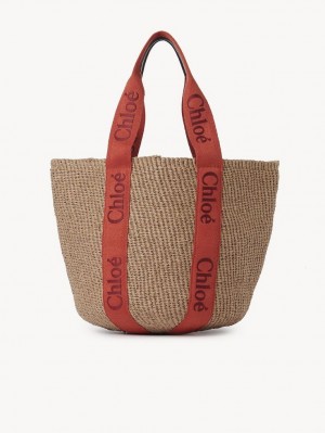 Torby Tote Chloe Large Woody Basket Pomarańczowe Pomarańczowe | CHE-SR13298