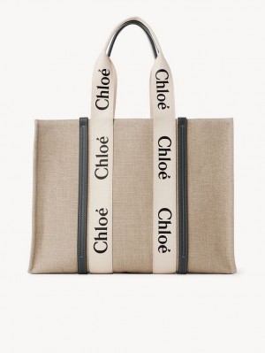 Torby Tote Chloe Large Woody Białe Niebieskie | CHE-SR13296