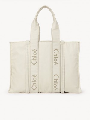 Torby Tote Chloe Large Woody Białe | CHE-SR13364