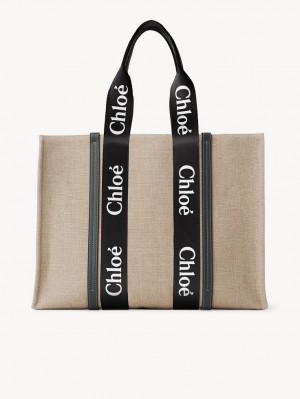 Torby Tote Chloe Large Woody Czarne Niebieskie | CHE-SR13304