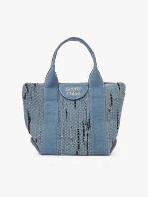 Torby Tote Chloe Small Laetizia Niebieskie | CHE-SR14709