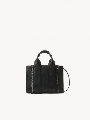 Torebki Małe Chloe Woody Tote 1 Czarne | CHE-SR13727