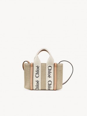 Torebki Małe Chloe Woody Tote 3 Białe Beżowe | CHE-SR13720