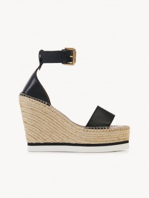 Wedge Chloe Glyn Espadryle Czarne | CHE-SR14839