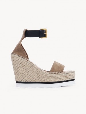 Wedge Chloe Glyn Espadryle Khaki | CHE-SR14816