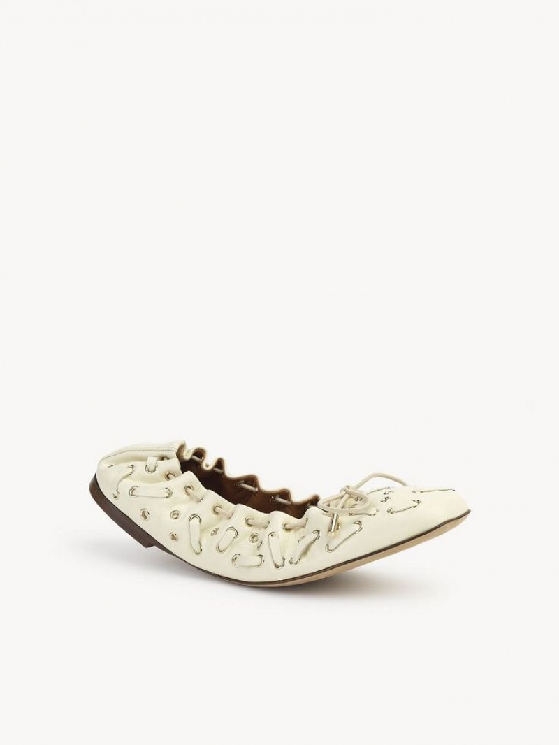 Ballet Flat Chloe Oracia Białe | CHE-SR14266