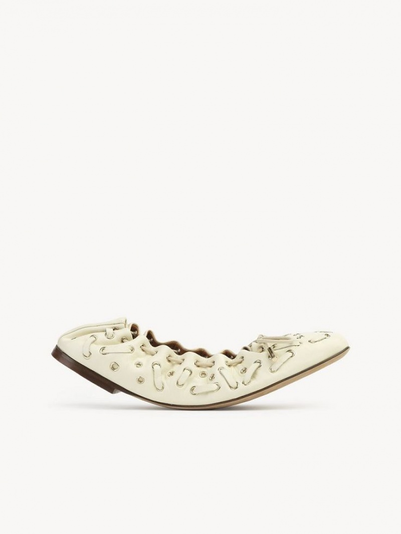 Ballet Flat Chloe Oracia Białe | CHE-SR14266