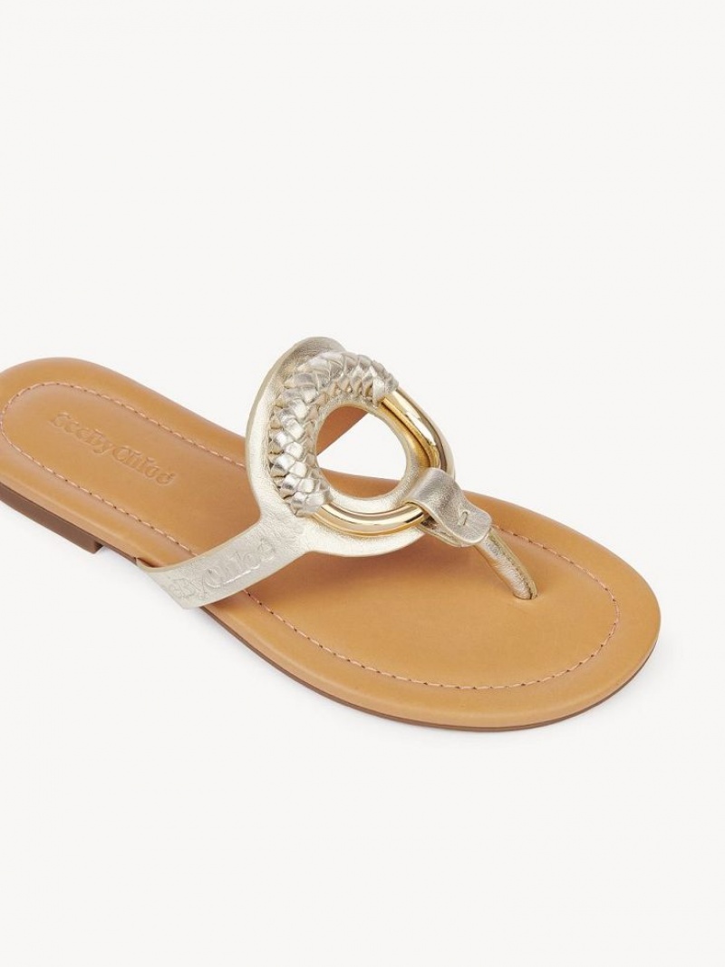 Buty Płaskie Chloe Hana Flip-flop Srebrne | CHE-SR14829