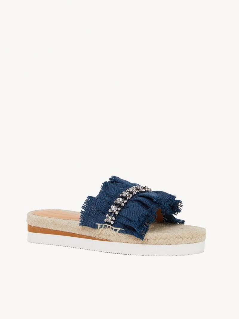 Buty Płaskie Chloe Mollie Espadryle Jasny Niebieskie | CHE-SR14807