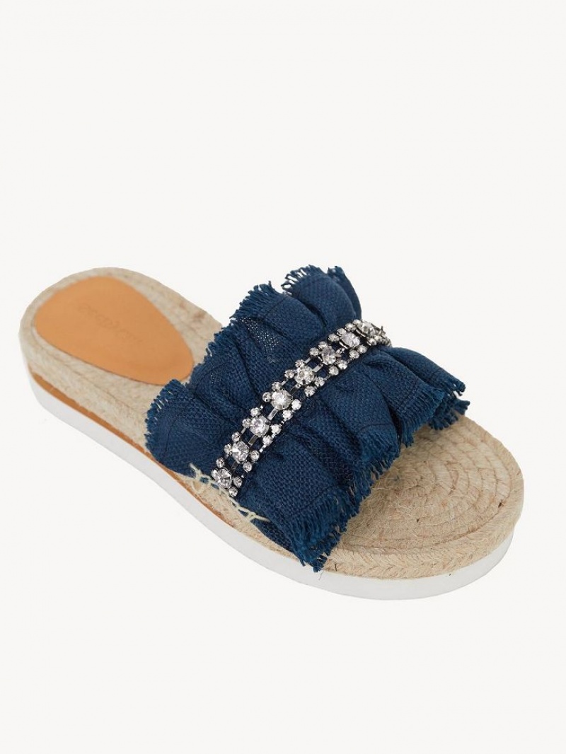 Buty Płaskie Chloe Mollie Espadryle Jasny Niebieskie | CHE-SR14807