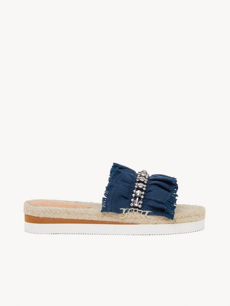 Buty Płaskie Chloe Mollie Espadryle Jasny Niebieskie | CHE-SR14807