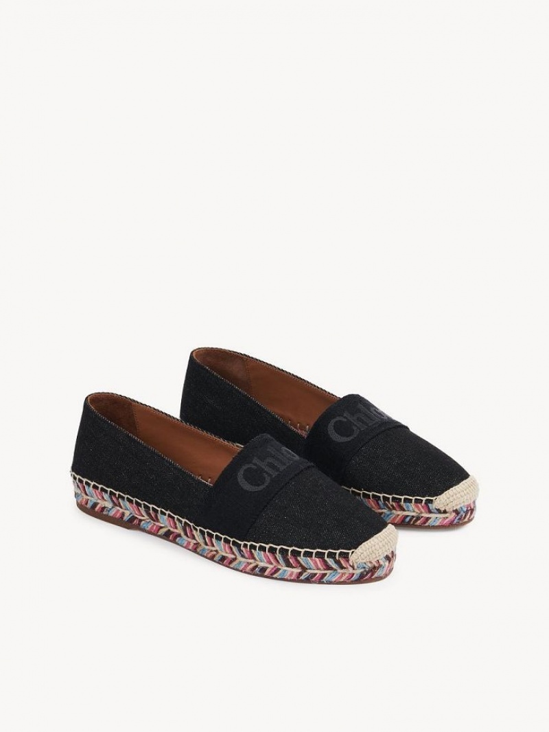 Espadryle Chloe Piia Płaskie Czarne | CHE-SR14144