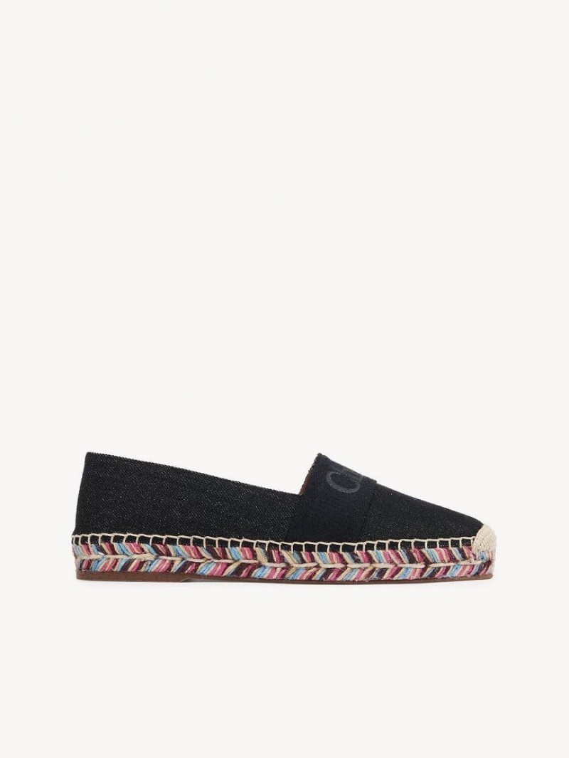 Espadryle Chloe Piia Płaskie Czarne | CHE-SR14144