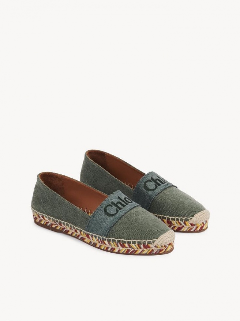 Espadryle Chloe Piia Płaskie Zielone | CHE-SR14143