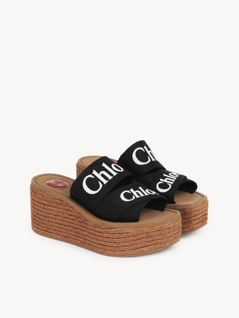 Espadryle Chloe Woody Czarne | CHE-SR14163