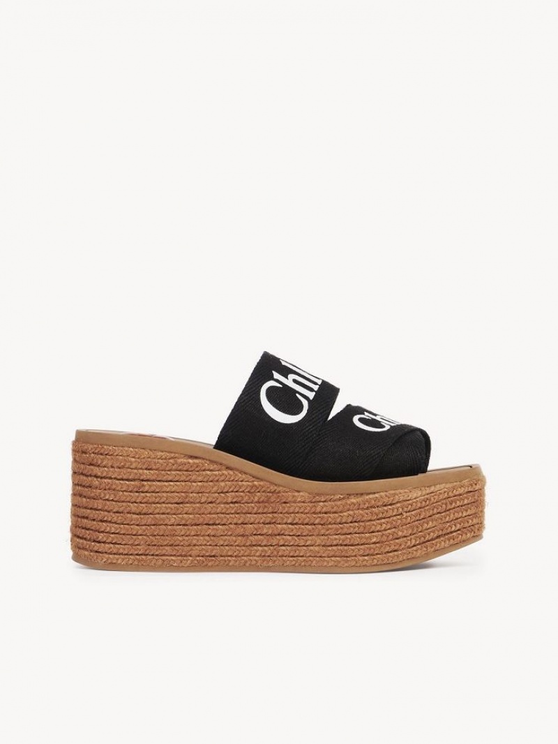 Espadryle Chloe Woody Czarne | CHE-SR14163