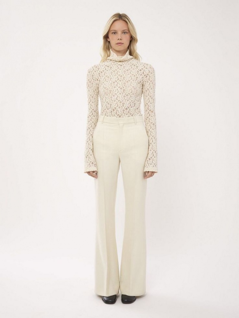 Garnitur Chloe High-waisted Flare Białe | CHE-SR14038