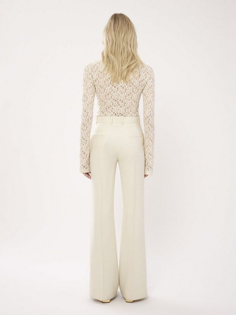 Garnitur Chloe High-waisted Flare Białe | CHE-SR14038