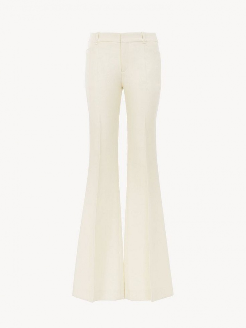 Garnitur Chloe High-waisted Flare Białe | CHE-SR14038