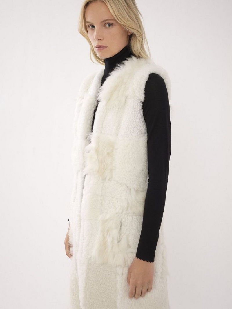 Kurtki Chloe Long Gilet Białe | CHE-SR13825