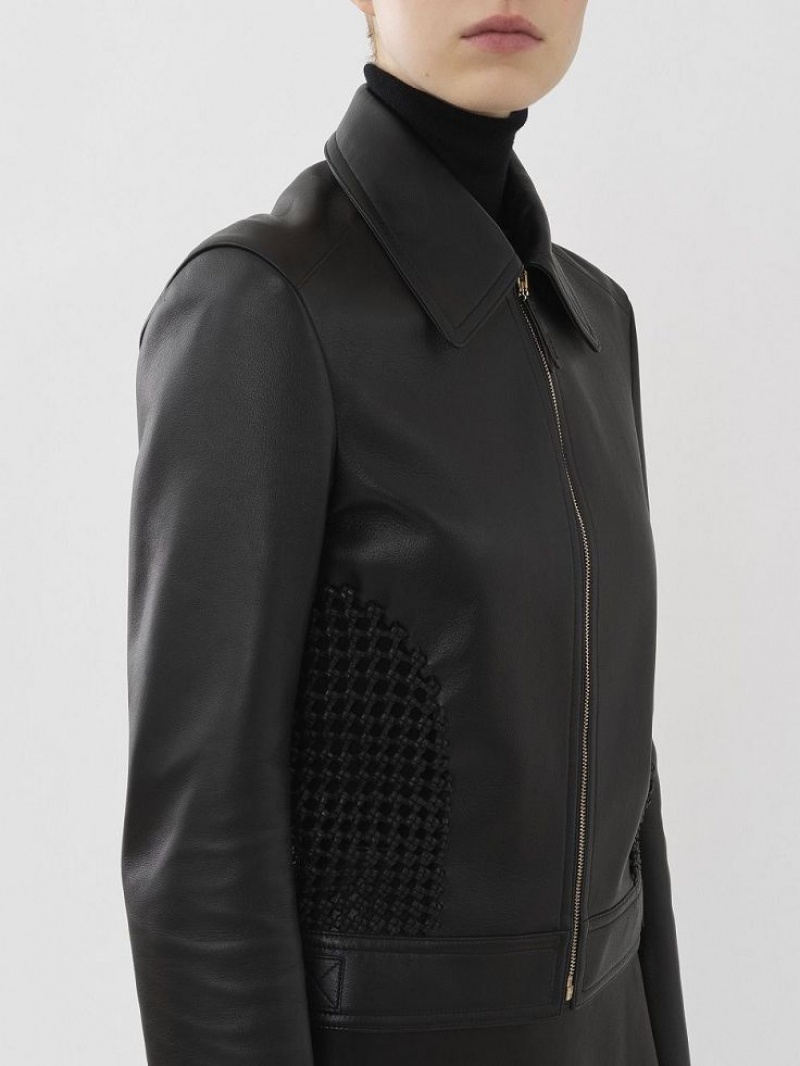 Leather Chloe Cropped Jacket Czarne | CHE-SR14113