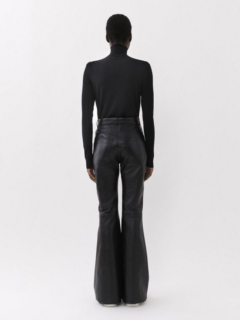 Leather Chloe Flared Pants Czarne | CHE-SR14114