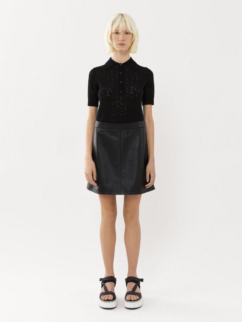 Leather Chloe Mini Skirt Czarne | CHE-SR14112