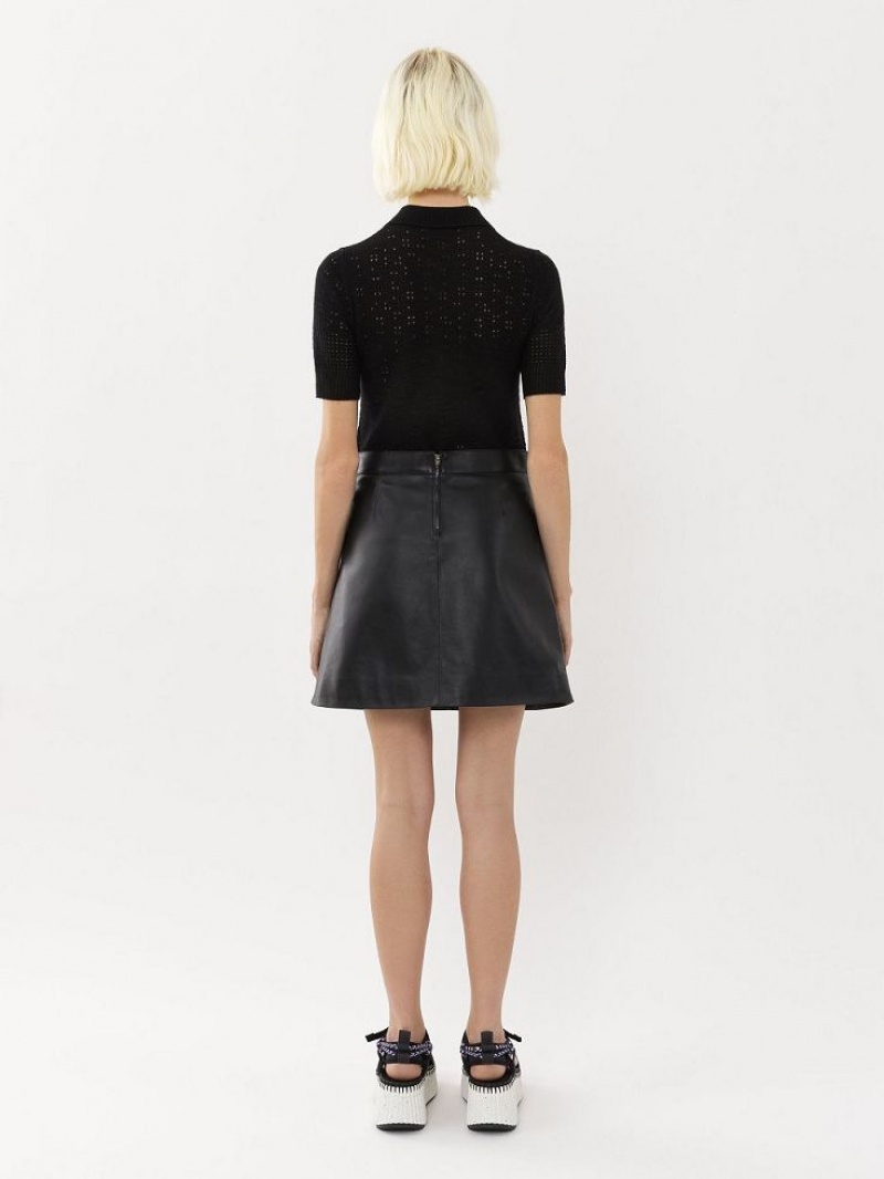 Leather Chloe Mini Skirt Czarne | CHE-SR14112