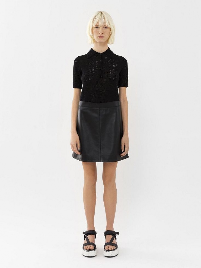 Leather Chloe Mini Skirt Czarne | CHE-SR14112