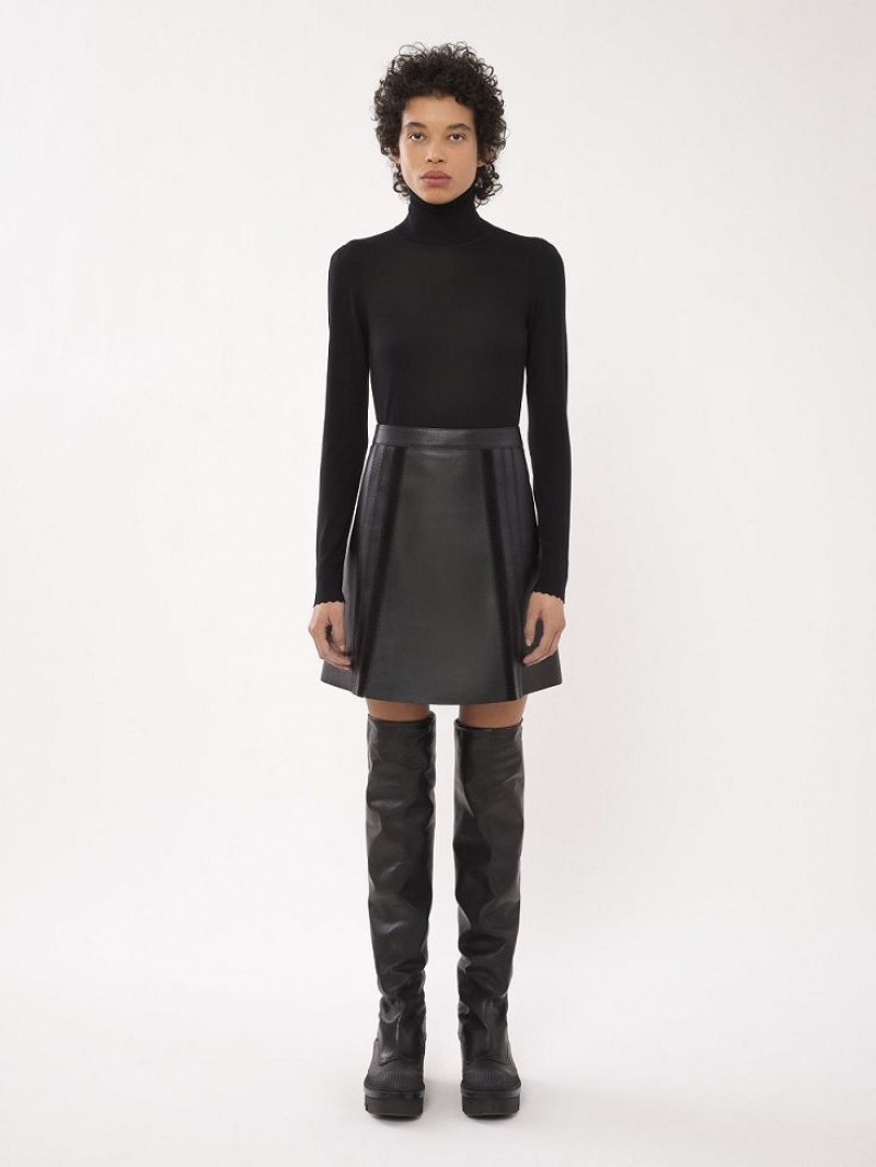 Leather Chloe Mini Skirt Czarne | CHE-SR14120