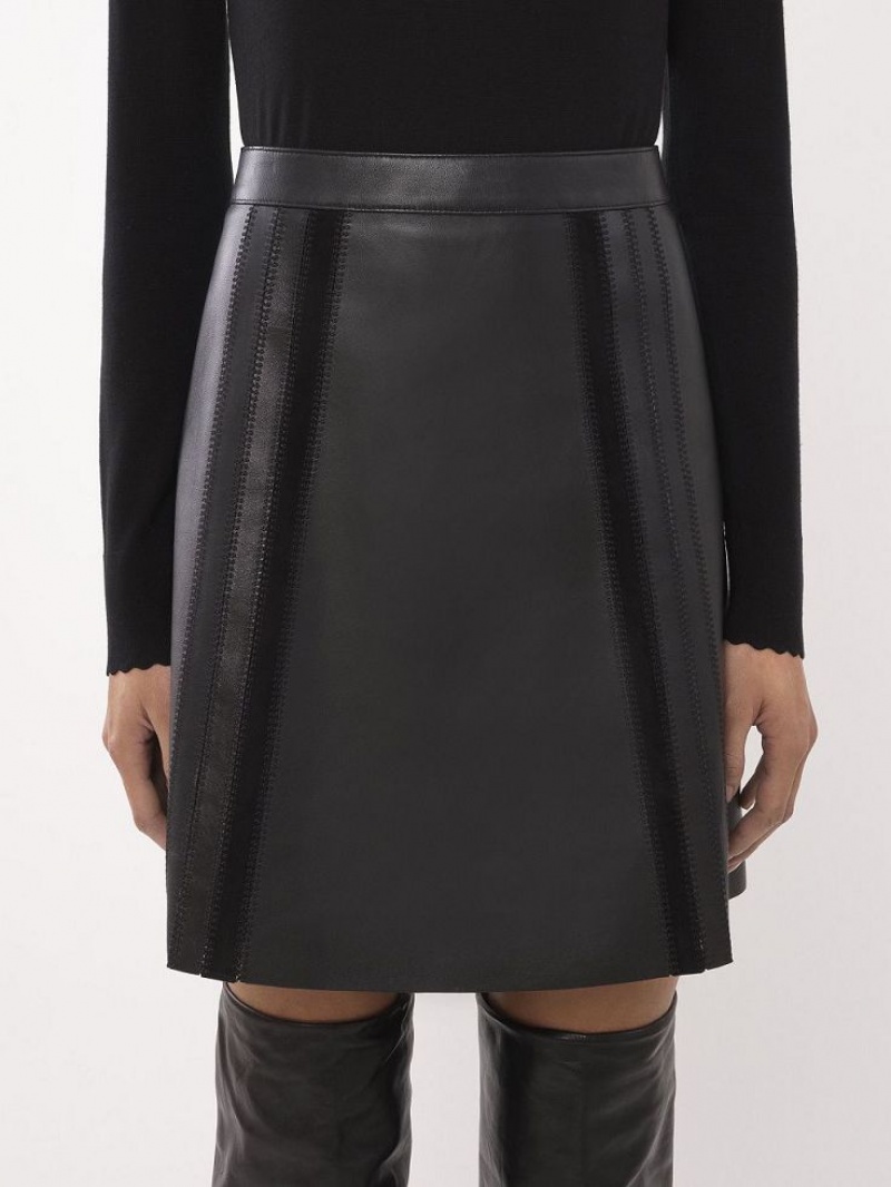 Leather Chloe Mini Skirt Czarne | CHE-SR14120