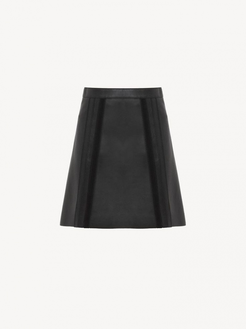 Leather Chloe Mini Skirt Czarne | CHE-SR14120