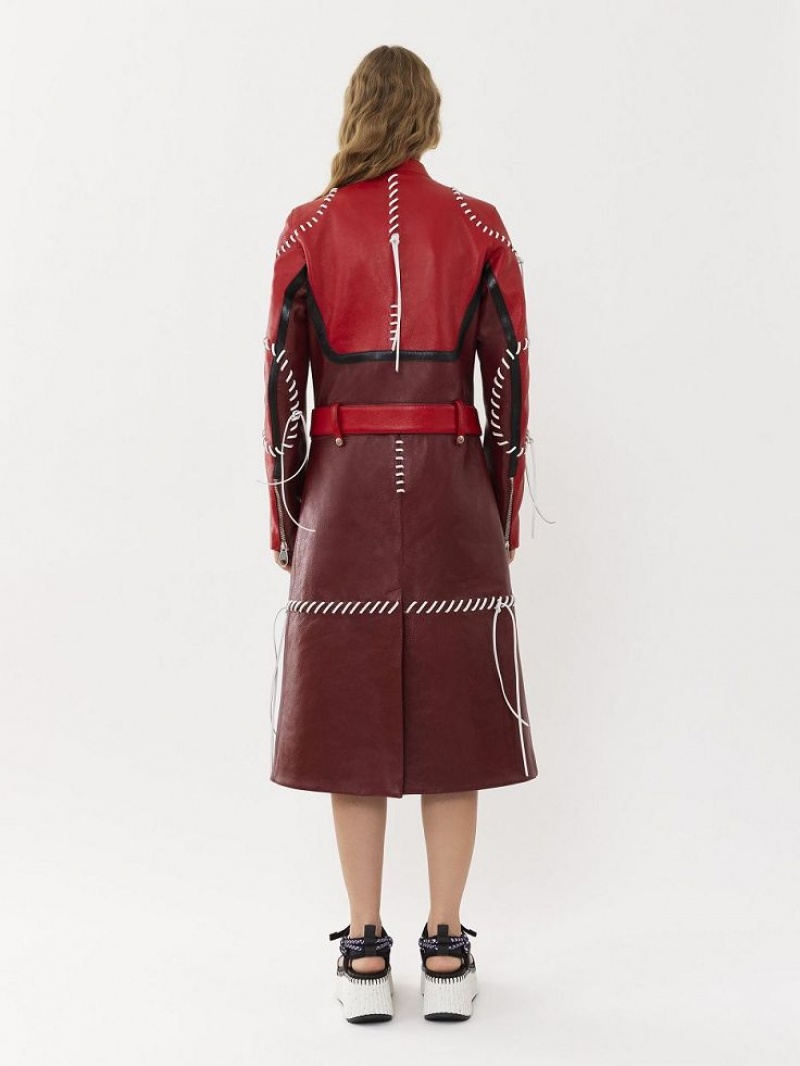 Leather Chloe Motocyklowe Coat Fioletowe Czerwone | CHE-SR14105